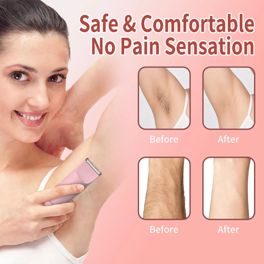 OMUONE 2 in 1 Electric Hair Trimmer for Women Dual Head Lady Shaver USB Charging Cordless Body Facial Bikini Shaver Portable